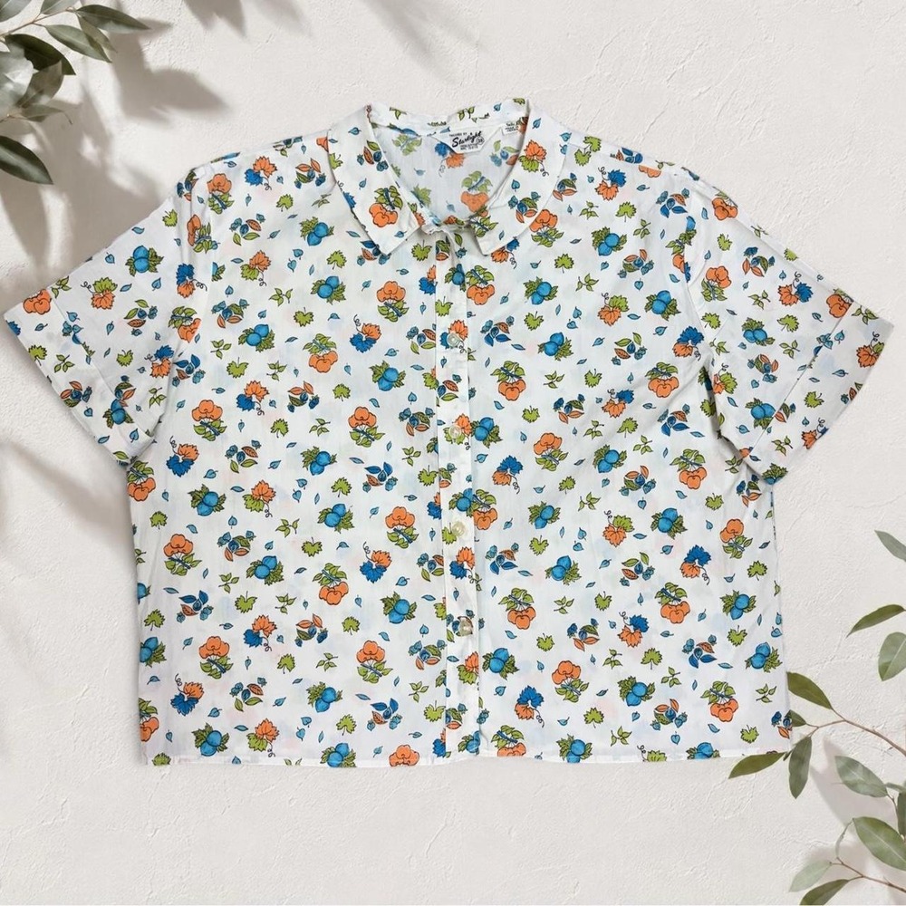 Tailored by Starlight Vintage 70s Fruit Print Cotton Button Up Shirt Japan 38
